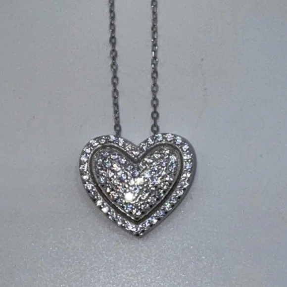 18k Pave Heart Necklace - Picture 8 of 11